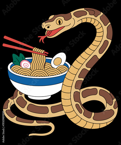 Funny Japanese Anime Snake Eats Ramen King Python Lover