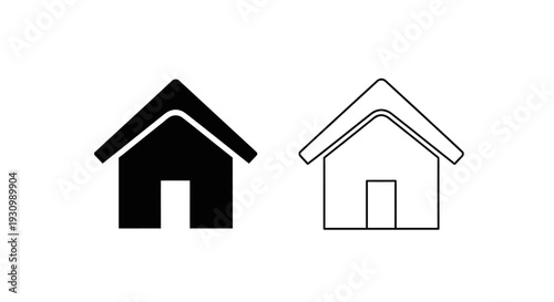 Minimalist house icon set, simple home symbol, clean architecture sign, modern dwelling Vector