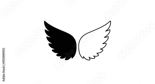 Black and white angel wing design vector illustration Vector