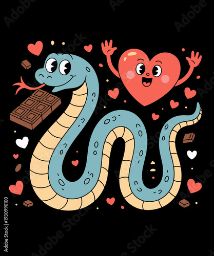 Funny Snake Heart Chocolate Valentine Lover