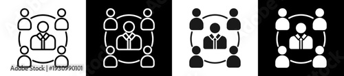 Collaboration Icon In Flat Version On Black And White Background