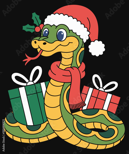 Funny Snake Lover Xmas Holiday Santa Snake Christmas