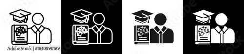 Teacher Icon In Flat Version On Black And White Background