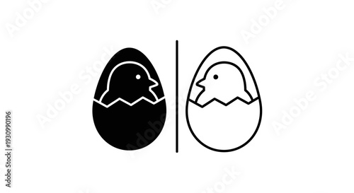 Eggs with animals inside black and white illustration vector design Vector