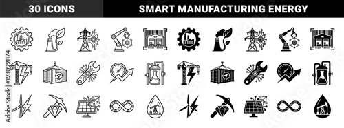 Industrial hybrid symbols merging heavy manufacturing with digital smart technology featuring circuit integration energy sustainability and automated logistics