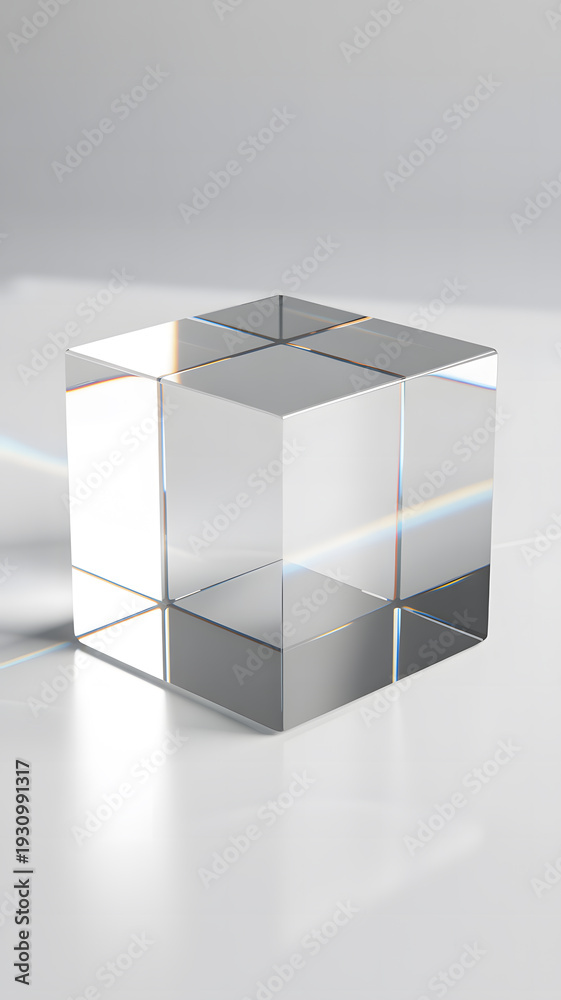 Fototapeta premium Shiny metal cube with reflective surface