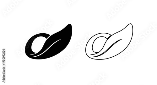 Two abstract organic shapes with smooth curves and lines Vector