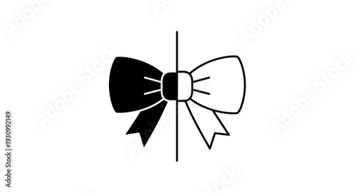 Black and white bow tie icon, elegant design, simple and modern Vector