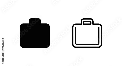 Black and white briefcase icon set, minimalist office symbols, vector illustration Vector