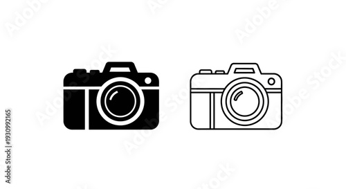 Two cameras icon design, minimalist camera symbol, black and white camera Vector