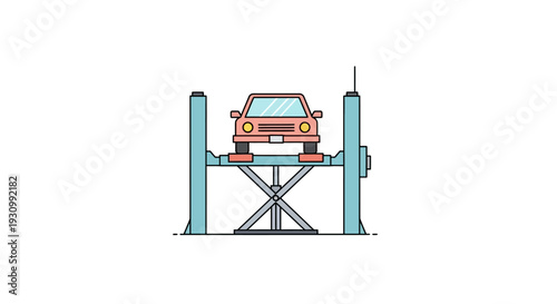 Car on a lift.