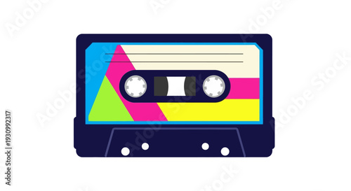 Colorful Cassette Tape Illustration.