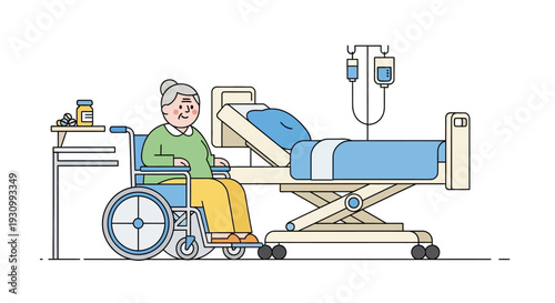 Elderly Man in Wheelchair.
