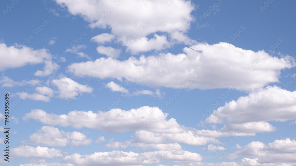 Fototapeta premium heaven skies blue and clear, with thin, puffy, transparent clouds. and moon is visible through them. sun shines brightly, making sky even brighter. scene is peaceful and serene