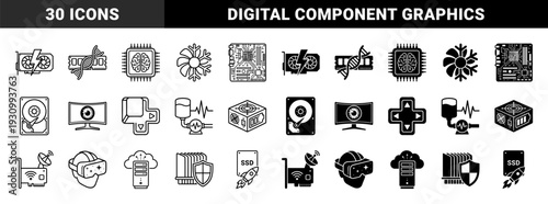 Hybrid computer hardware icons merging biological dna strands with memory modules and neural circuitry inside processors for advanced technology concepts
