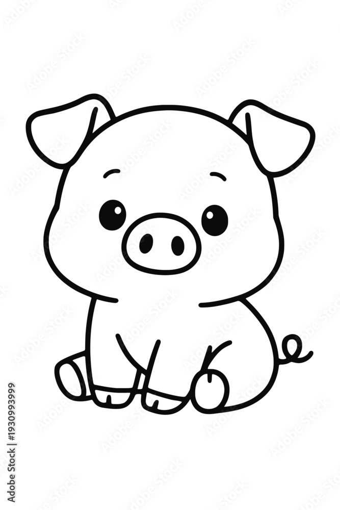 Fototapeta premium Cute pig character smiling happily in a fun and playful style