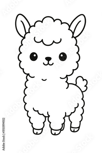 cute cartoon alpaca coloring page