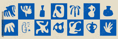 Hand drawn faces and pottery vases in doodle sketch charcoal style. Minimalist branding elements for social media highlights and aesthetic postcard prints.