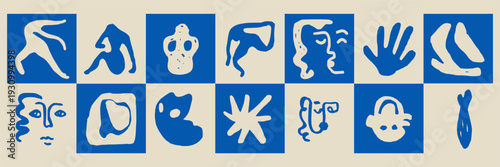 Curvy silhouettes and hand symbols in doodle sketch charcoal style. Expressive body positive elements for skincare branding and aesthetic social media.