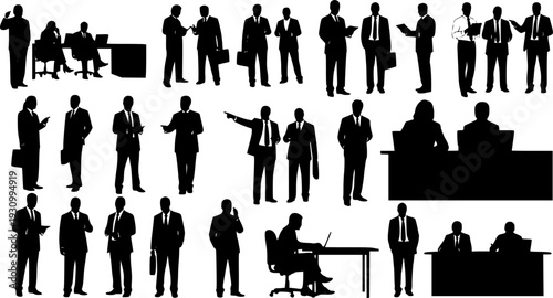  Business people, set of vector silhouettes