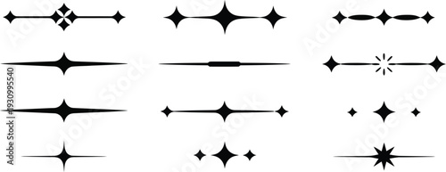 Set of 12 Black Horizontal Dividers Vector