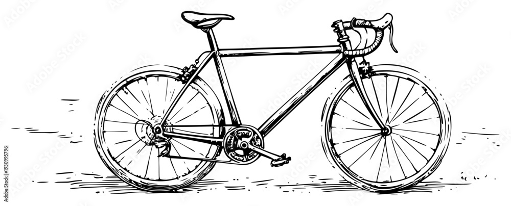 Obraz premium Detailed hand drawn sketch of a classic road bicycle