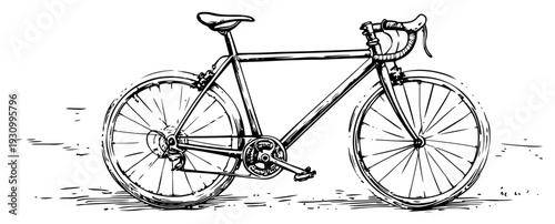 Detailed hand drawn sketch of a classic road bicycle
