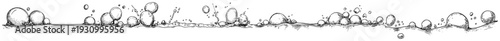 Hand drawn line art of water ripples and bubbles along a horizontal edge