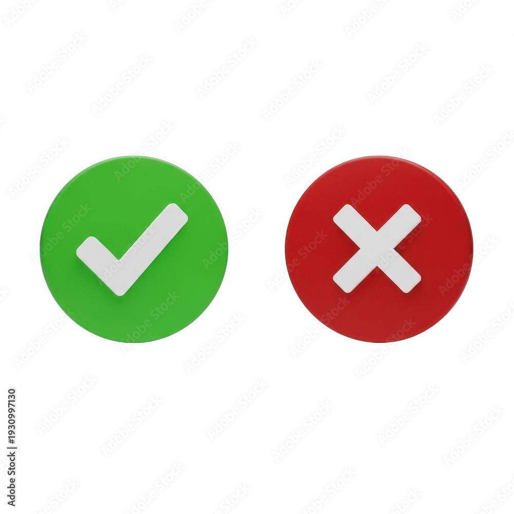 Obraz premium Visual representation of correct and incorrect actions or decisions using checkmark and cross symbols