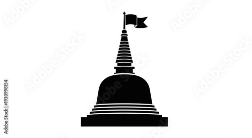 Buddhist Stupa Monument Silhouette Illustration.