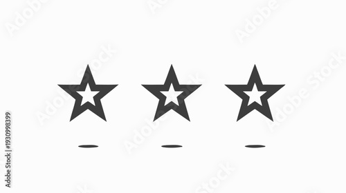 Three stylized gray star icons arranged horizontally on a white background, representing quality