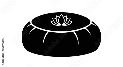 Black Cushion with Lotus Flower Design.