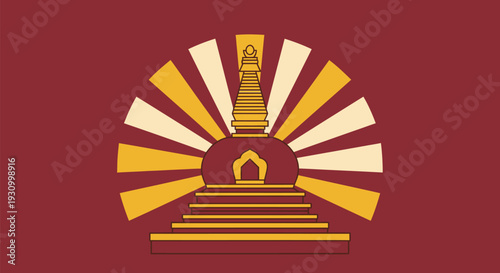 Golden Stairway to Temple Icon Design.