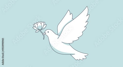 White Dove Flying with Olive Branch.