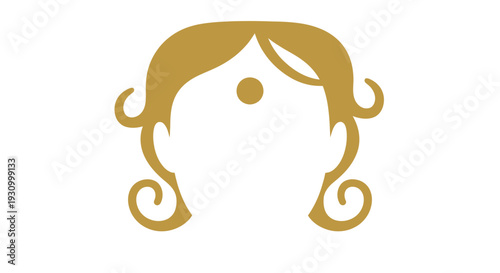 Golden Hair Silhouette with Curly Locks.