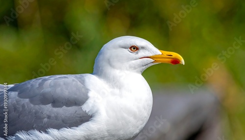 Close-up of a European Herring Gull with a Blurred Background.