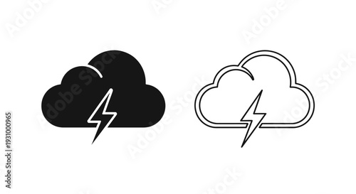 Thunderstorm cloud icons Vector