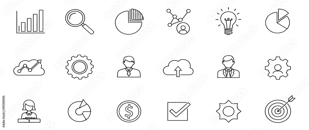 Fototapeta premium Collection of 16 unique line art icons or symbols