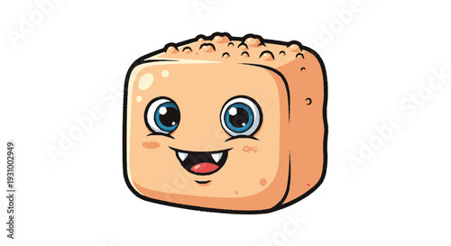 Cartoon Bread Loaf with Happy Face.