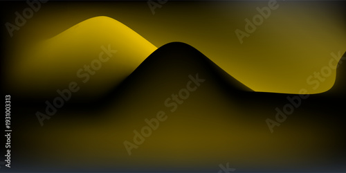 Abstract dark gold and black gradient background with smooth flowing wave shapes and dramatic lighting, elegant modern design for luxury and business themes.