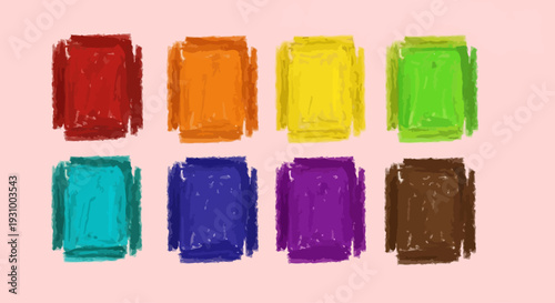 Vibrant colored squares arranged in a grid pattern on a soft surface