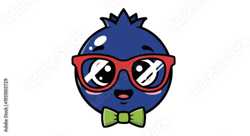 Blueberry Character Wearing Sunglasses and Bow Tie.