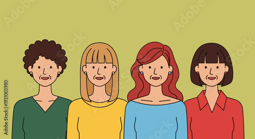 Diverse group of young women standing together in a friendly gathering