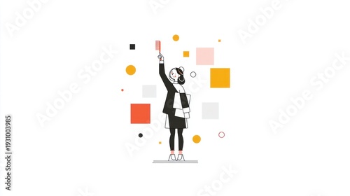 illustration of a business man with a word idea