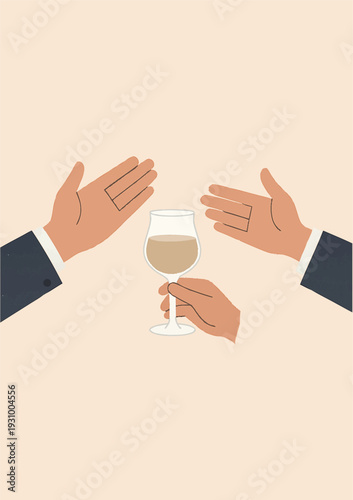 Businessman's hand uses a professional finger gesture to show a business card vector illustration symbolizing a successful communication concept and work agreement