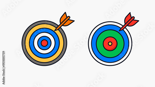 Two cartoon targets with arrows, representing goals. One arrow is orange, other is red
