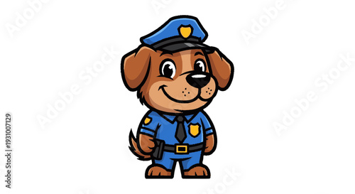Cartoon Dog Police Officer Character Illustration.