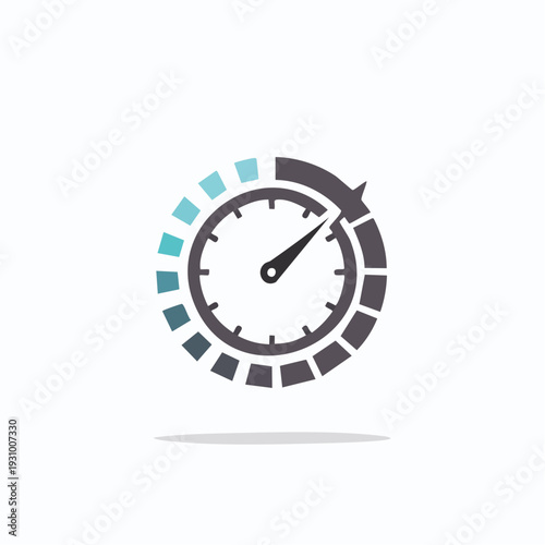 Abstract speedometer illustration isolated on a white background, representing time, speed, and efficiency.