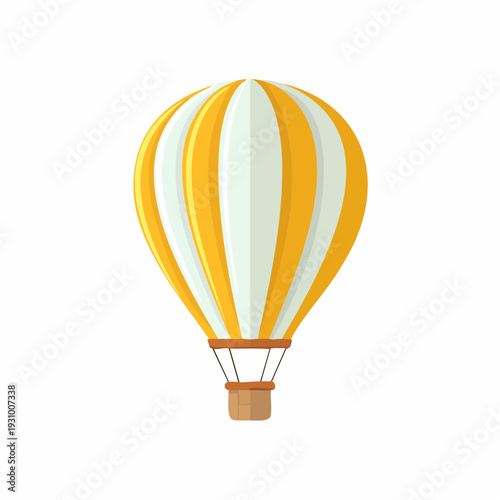 Illustration of a hot air balloon with yellow and white stripes