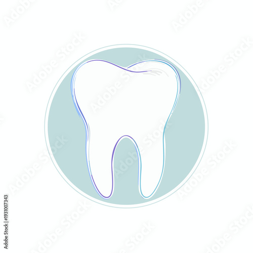 Dental health icon of a tooth, sketched with light blue and purple strokes.